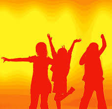 Silhouette of children playing