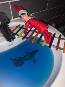 elf on the shelf sink bridge with shark
